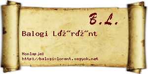 Balogi Lóránt névjegykártya